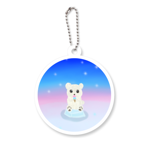 アイス大好きくまさん/夏モチーフ・動物 アクリルキーホルダー　丸型 (6cm)