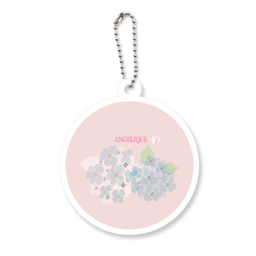 紫陽花ピンク！ アクリルキーホルダー　丸型 (6cm)