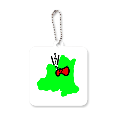 青森県にはさまったりんご アクリルキーホルダー　四角型 (6cm)