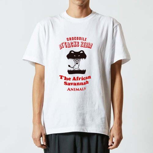 The African Savannah Animals(レッド＆ブラック) ハイクオリティーTシャツ