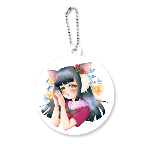 猫娘さん猫を被ってみたアクリルキーホルダー 丸型 (6cm)の商品購入