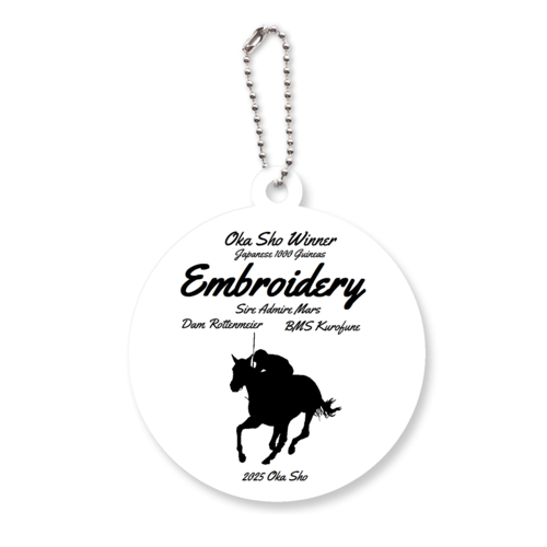 2025　G1Winnerシリーズ　桜花賞　白背景、黒イラスト、黒文字 アクリルキーホルダー　丸型 (6cm)