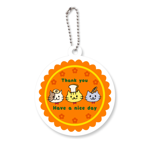 仲良しねこたちのレトロキーホルダー アクリルキーホルダー　丸型 (6cm)