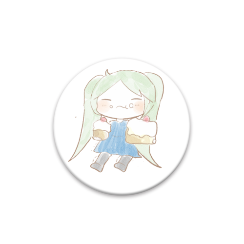 ケーキもしゃもしゃ オリジナル缶バッジ白背景（44mm）