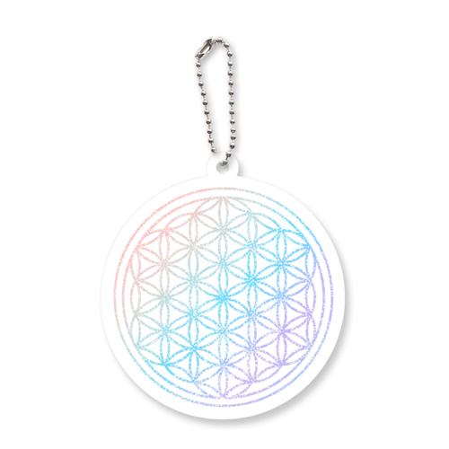 スパークルホログラム・フラワーオブライフ　キーホルダー アクリルキーホルダー　丸型 (10cm)