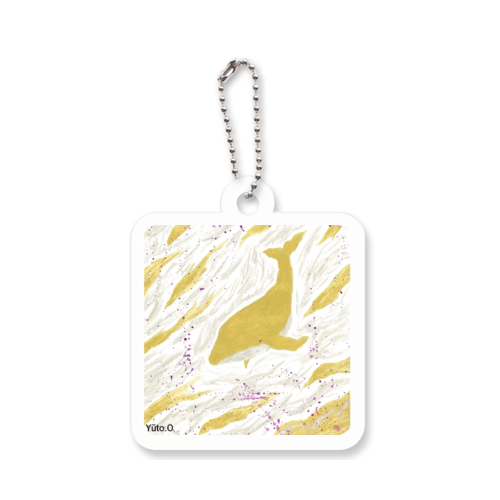 『金色クジラの夢』アクリルキーホルダー アクリルキーホルダー　四角型 (4cm)