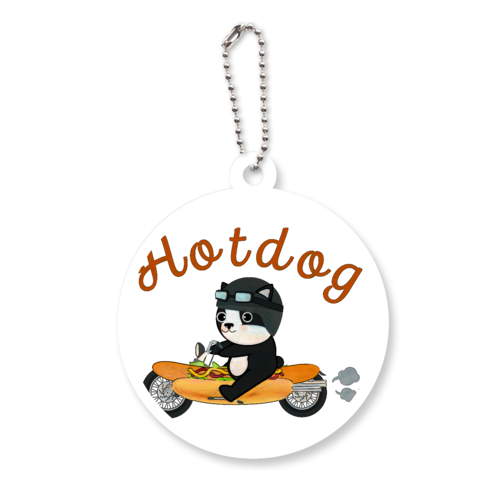 ホットドッグフレンチブルドッグちゃん アクリルキーホルダー　丸型 (6cm)