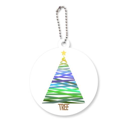 CHRISTMAS TREE／クリスマスツリー・シンプル アクリルキーホルダー　丸型 (6cm)