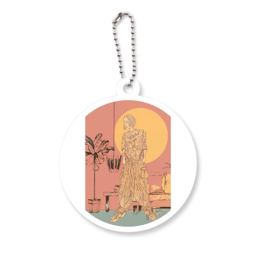 オシャレ、イラスト、モノクロ、服 アクリルキーホルダー　丸型 (6cm)