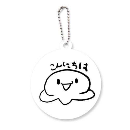 挨拶するお餅 アクリルキーホルダー　丸型 (6cm)