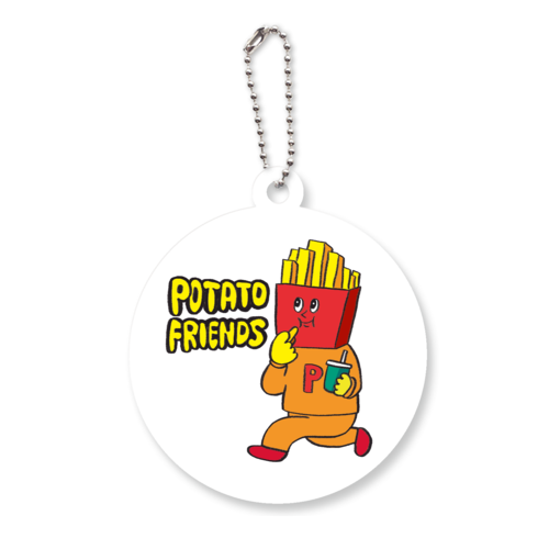 キャラクターシリーズ「ポテトを食べるポテトマン」 アクリルキーホルダー　丸型 (6cm)