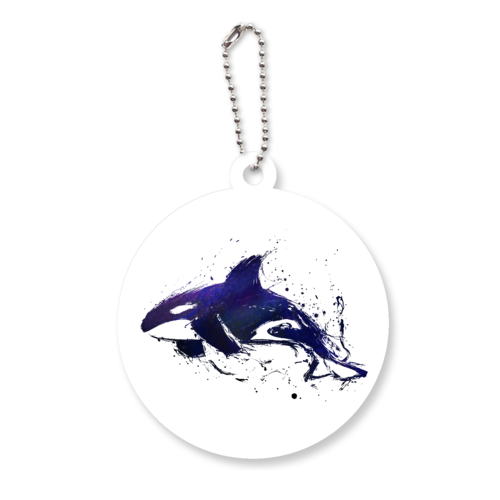 墨と宇宙とシャチのワンポイントマーク アクリルキーホルダー　丸型 (6cm)