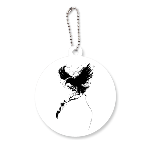 墨の羽ばたく八咫烏 アクリルキーホルダー　丸型 (6cm)