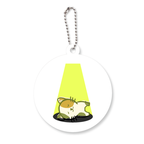 ミケネコとスポットライト アクリルキーホルダー　丸型 (6cm)