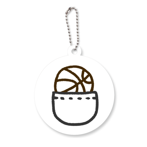 ポケットバスケの線画イラスト アクリルキーホルダー　丸型 (6cm)