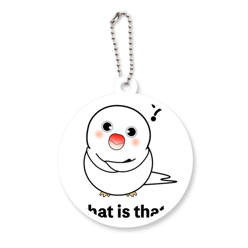 考える文鳥 アクリルキーホルダー　丸型 (6cm)