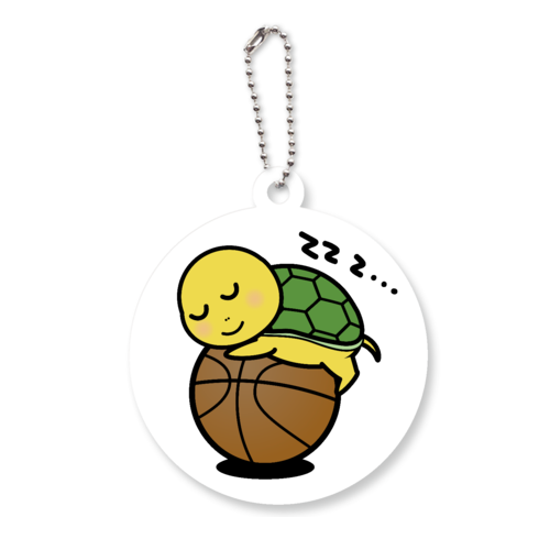 バスケ亀 アクリルキーホルダー　丸型 (6cm)