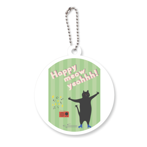 Happy Meow Yeahhh! Cat アクリルキーホルダー　丸型 (6cm)