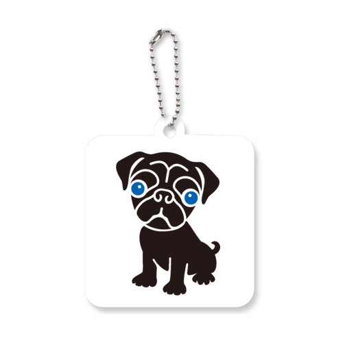 PUG・パグ アクリルキーホルダー　四角型 (6cm)