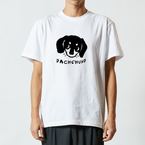 ダックスフンドくんフェイス type01 BK ハイクオリティーTシャツ