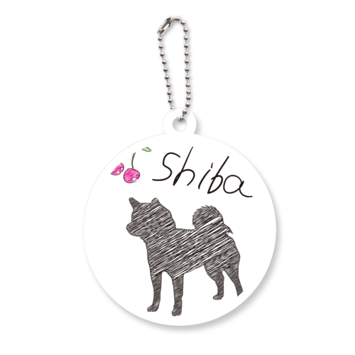 柴犬ラフ画アート アクリルキーホルダー　丸型 (6cm)