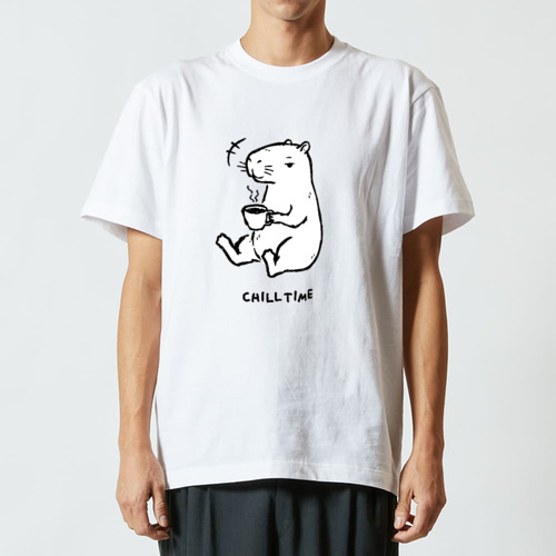 カピバラくん チルタイム BK ハイクオリティーTシャツ