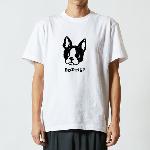 ボストンテリア フェイス BK ハイクオリティーTシャツ