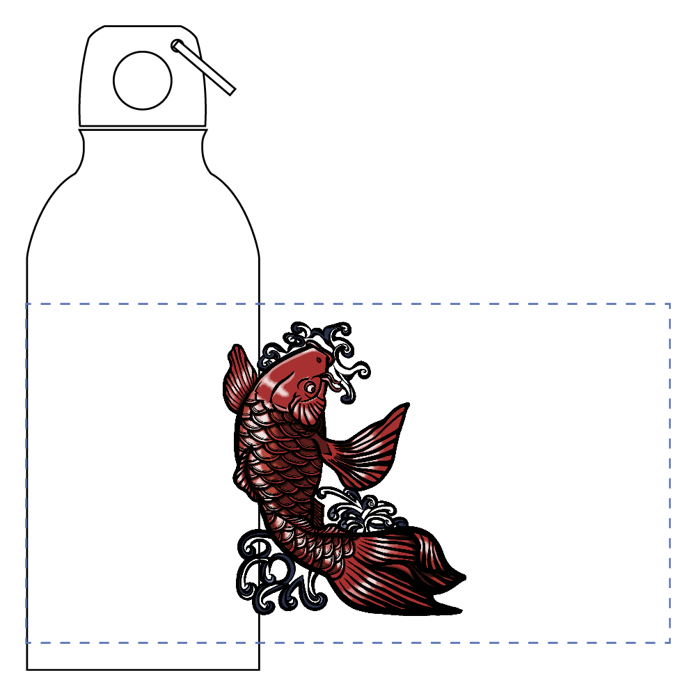 鯉の滝登り 赤 アルミマウンテンボトル(400ml)