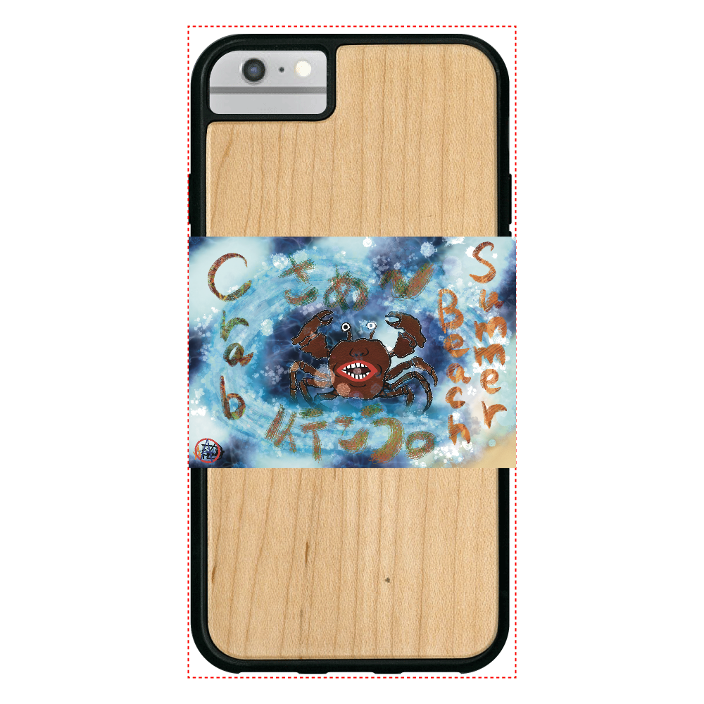 夏のビーチ「カニ」　ORILAB MARKET.Version.9 iPhone6/6S ウッドケース