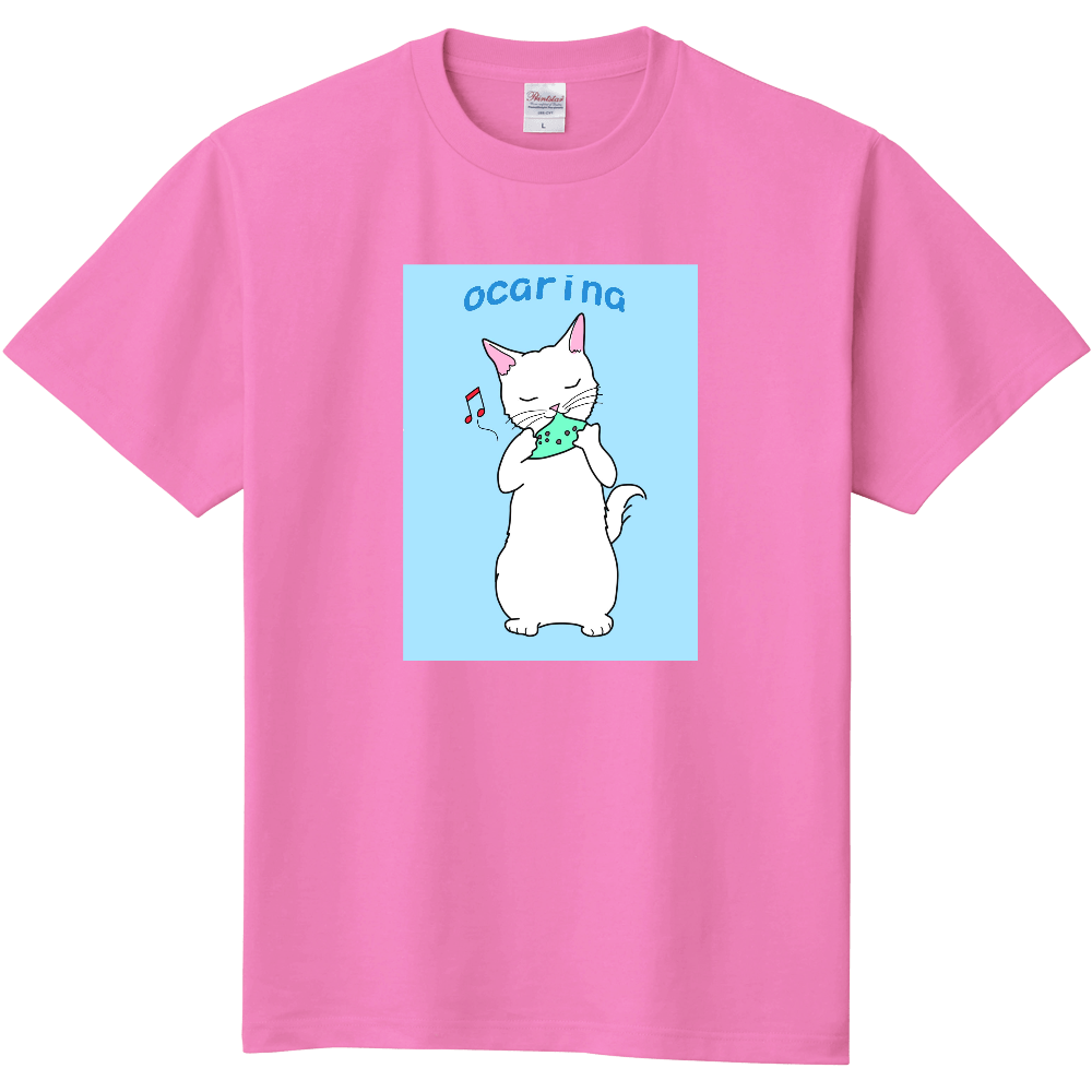 オカリナを奏でる猫 Tシャツ｜MIHOKO_FUJIWARA - オリラボマーケット