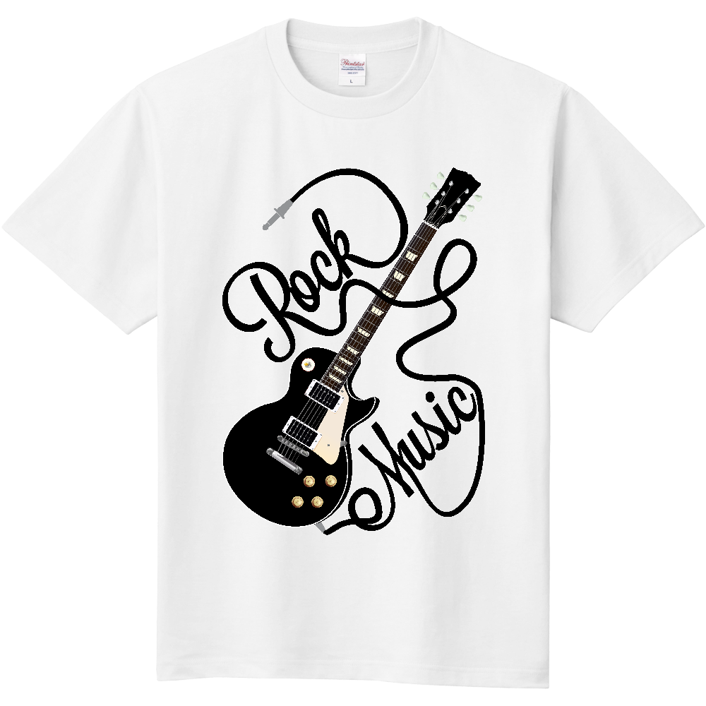 黒いレスポールギター-ROCK MUSIC- 定番Ｔシャツ