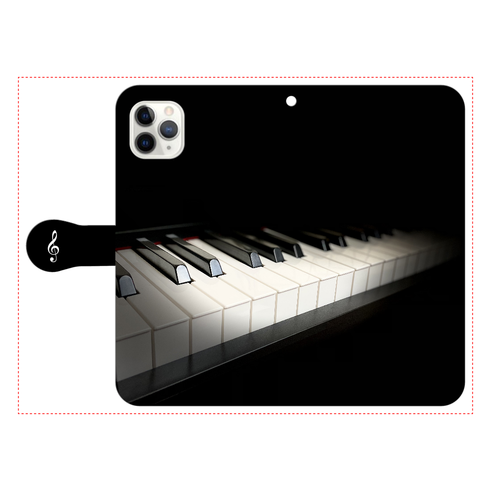 ピアノ(ト音記号)手帳型スマホケース iPhone11 Pro MAX 手帳型スマホケース
