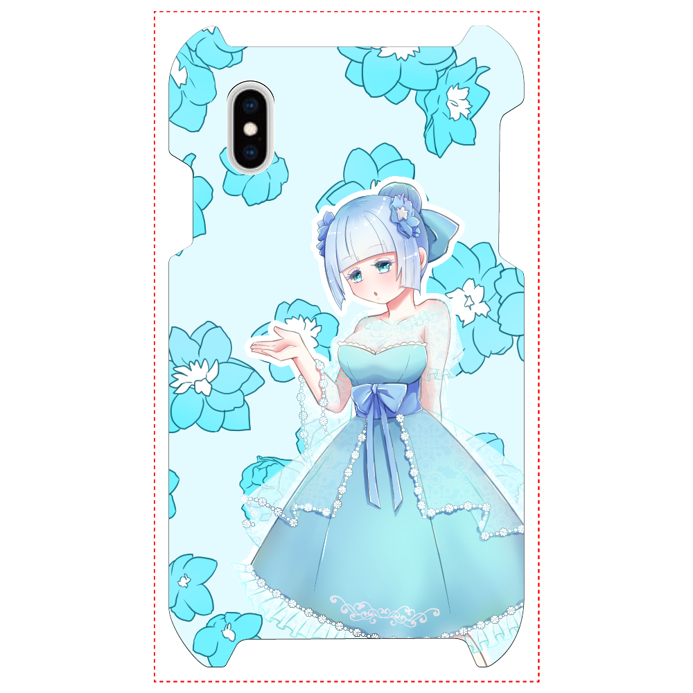 水色のデルフィニウムと少女のスマホケースの商品購入ページ オリジナルプリントグッズ販売のオリラボマーケット