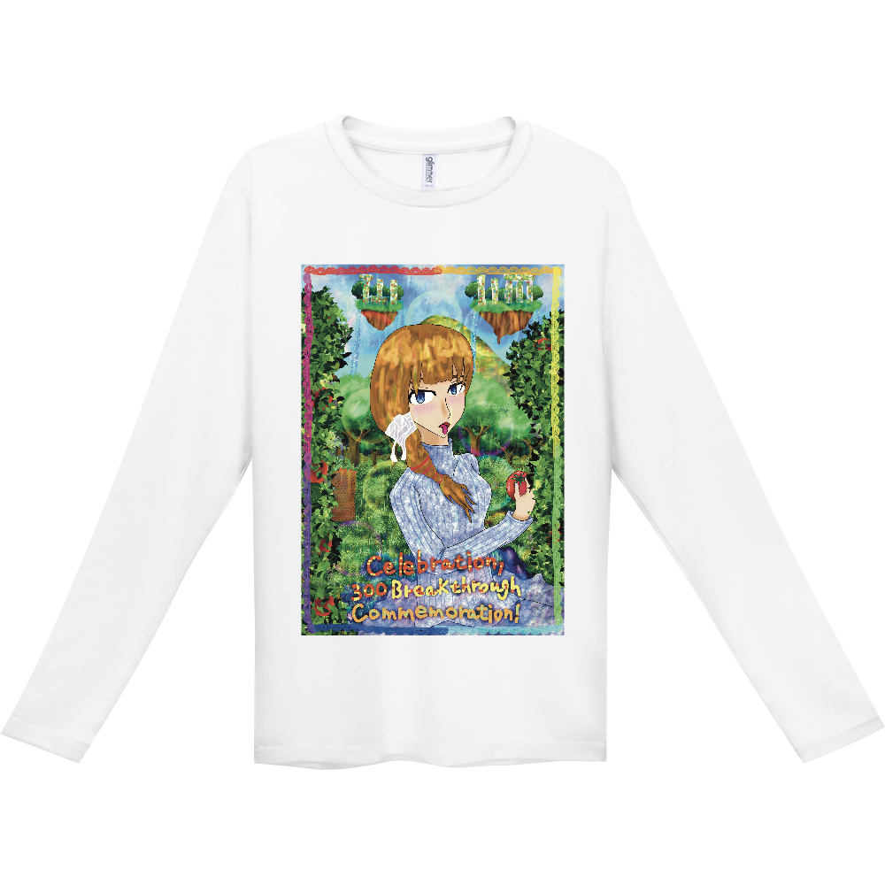 SNSで300人突破記念！(レインボーカラー枠Tシャツ) インターロック ドライ長袖Tシャツ