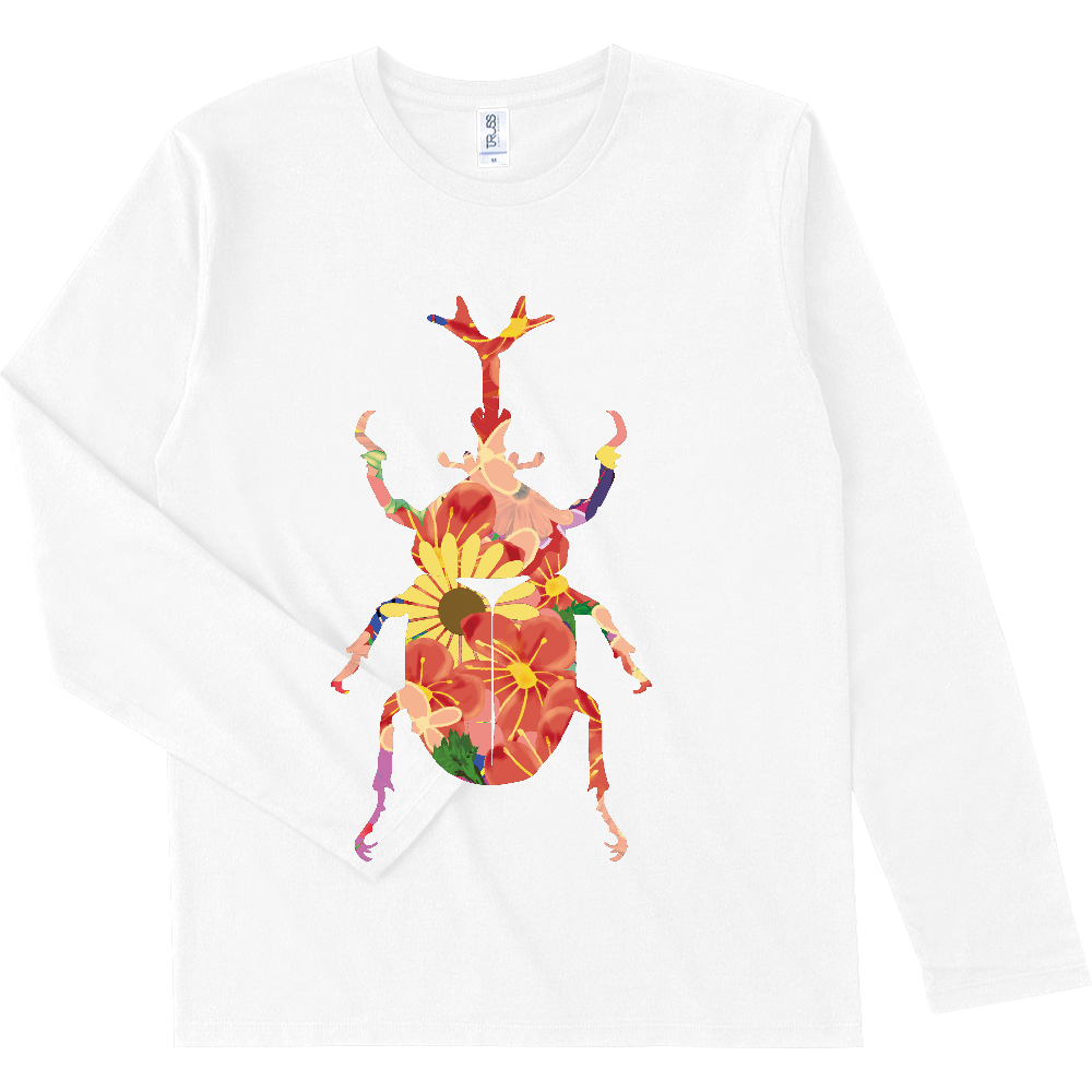 花柄カブトムシ スリムフィット ロングスリーブTシャツ