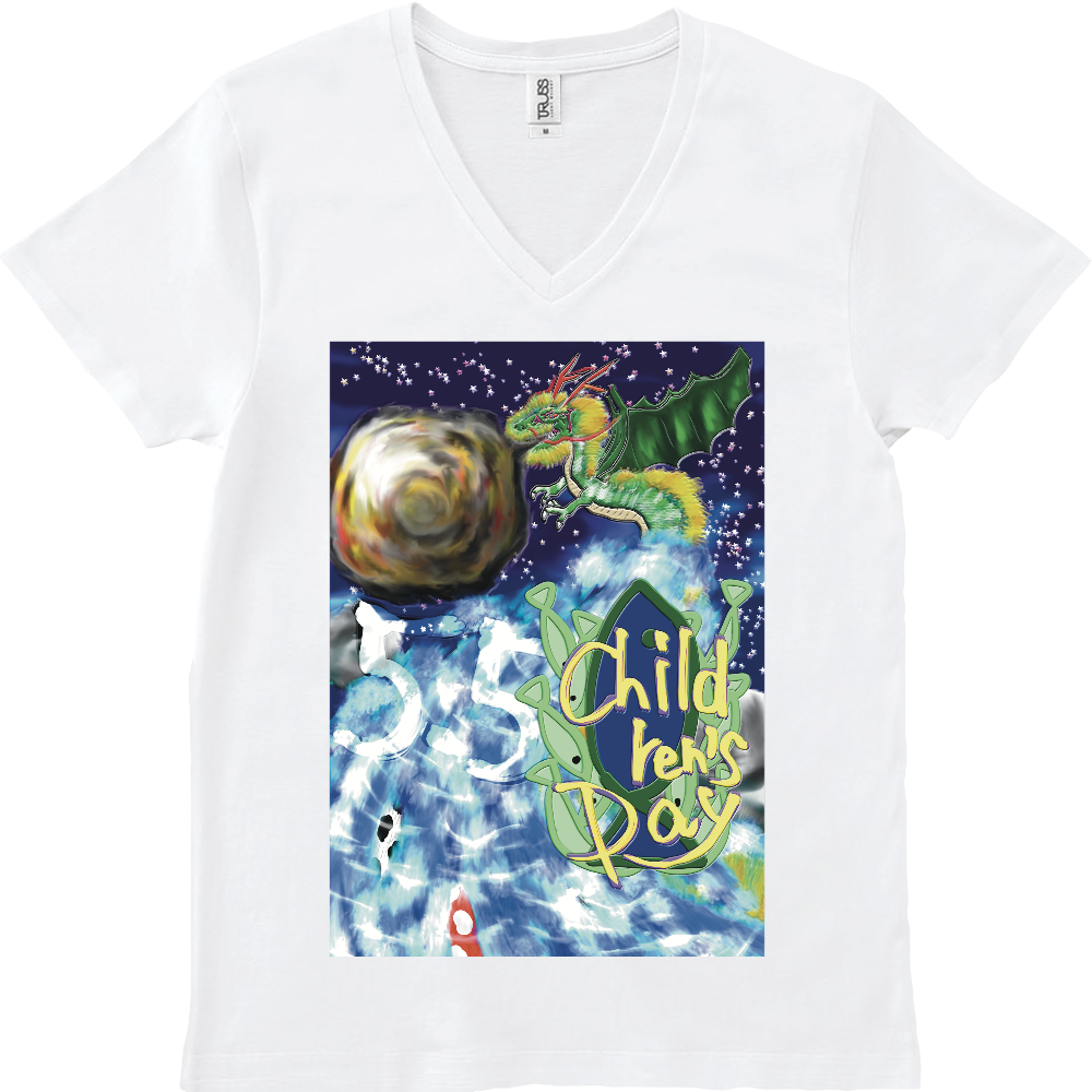 鯉の滝登り ～こどもの日～ ORILAB.Version スリムフィット VネックTシャツ