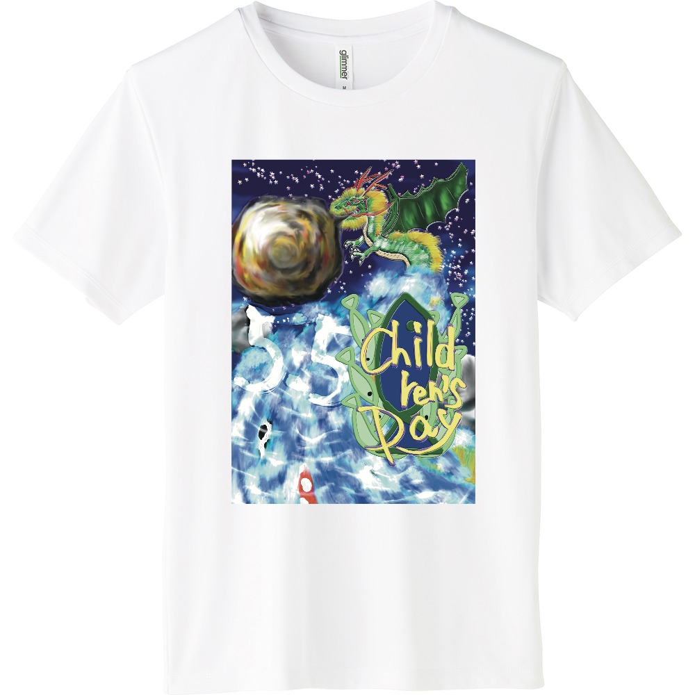 鯉の滝登り ～こどもの日～ ORILAB.Version インターロックドライTシャツ