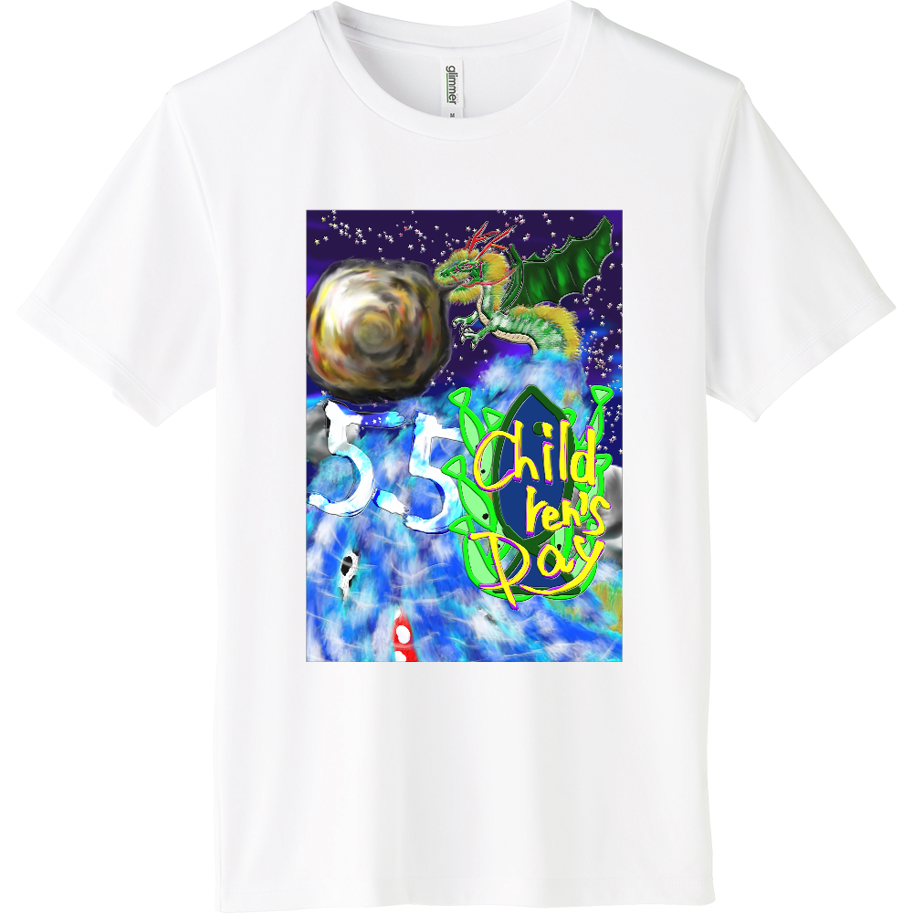 鯉の滝登り ～こどもの日～ ORILAB.Version インターロックドライTシャツ