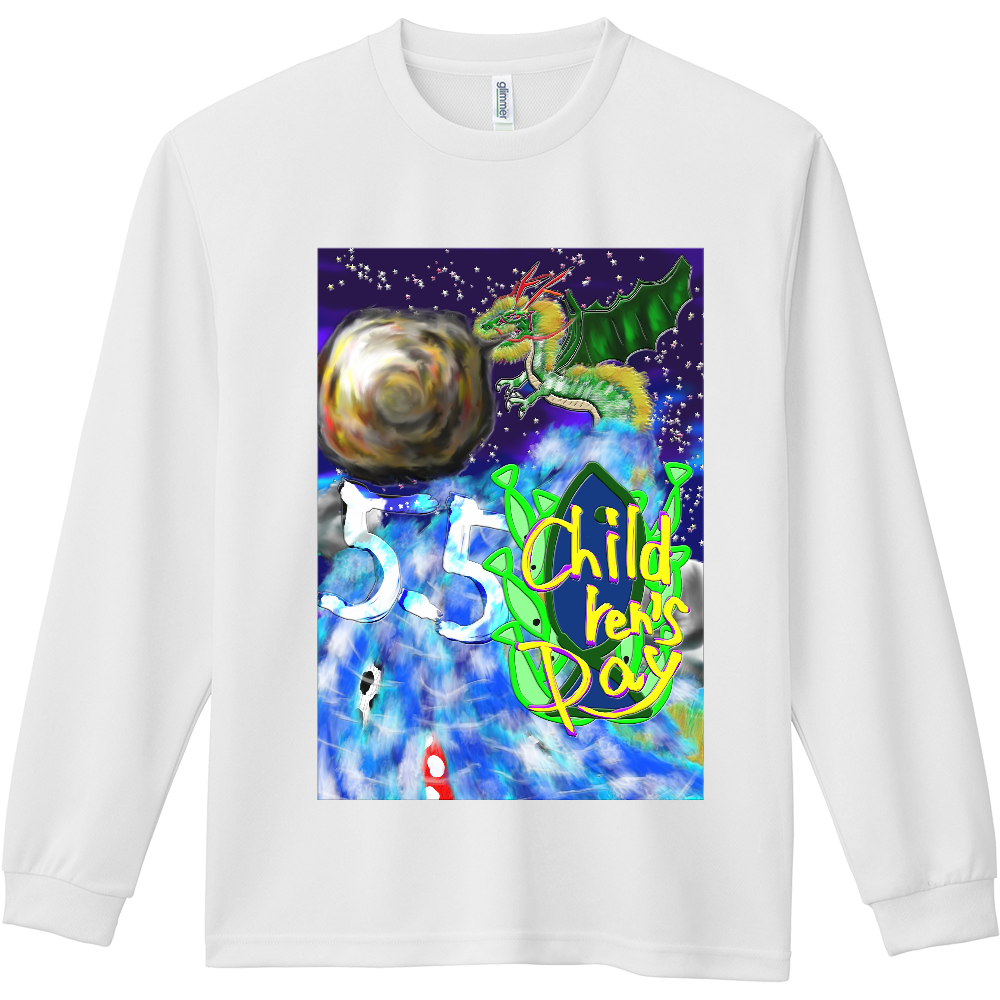 鯉の滝登り ～こどもの日～ ORILAB.Version ドライ長袖Ｔシャツ