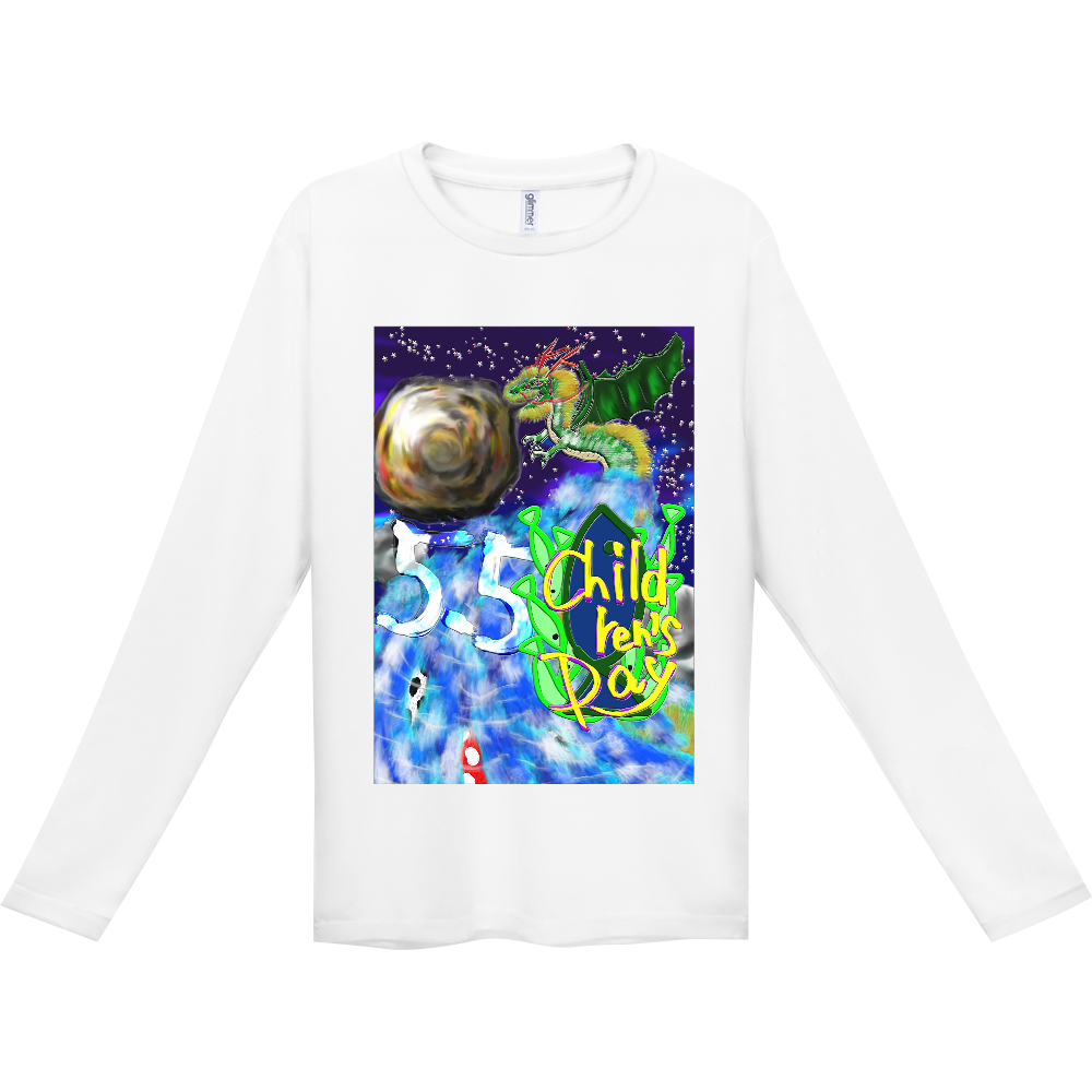 鯉の滝登り ～こどもの日～ ORILAB.Version インターロック ドライ長袖Tシャツ