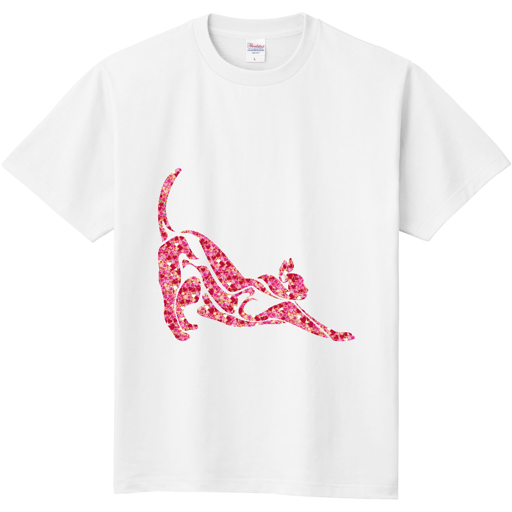 ハート柄のおしゃれストライプの猫即日Tシャツ(TOMS-85)の商品購入