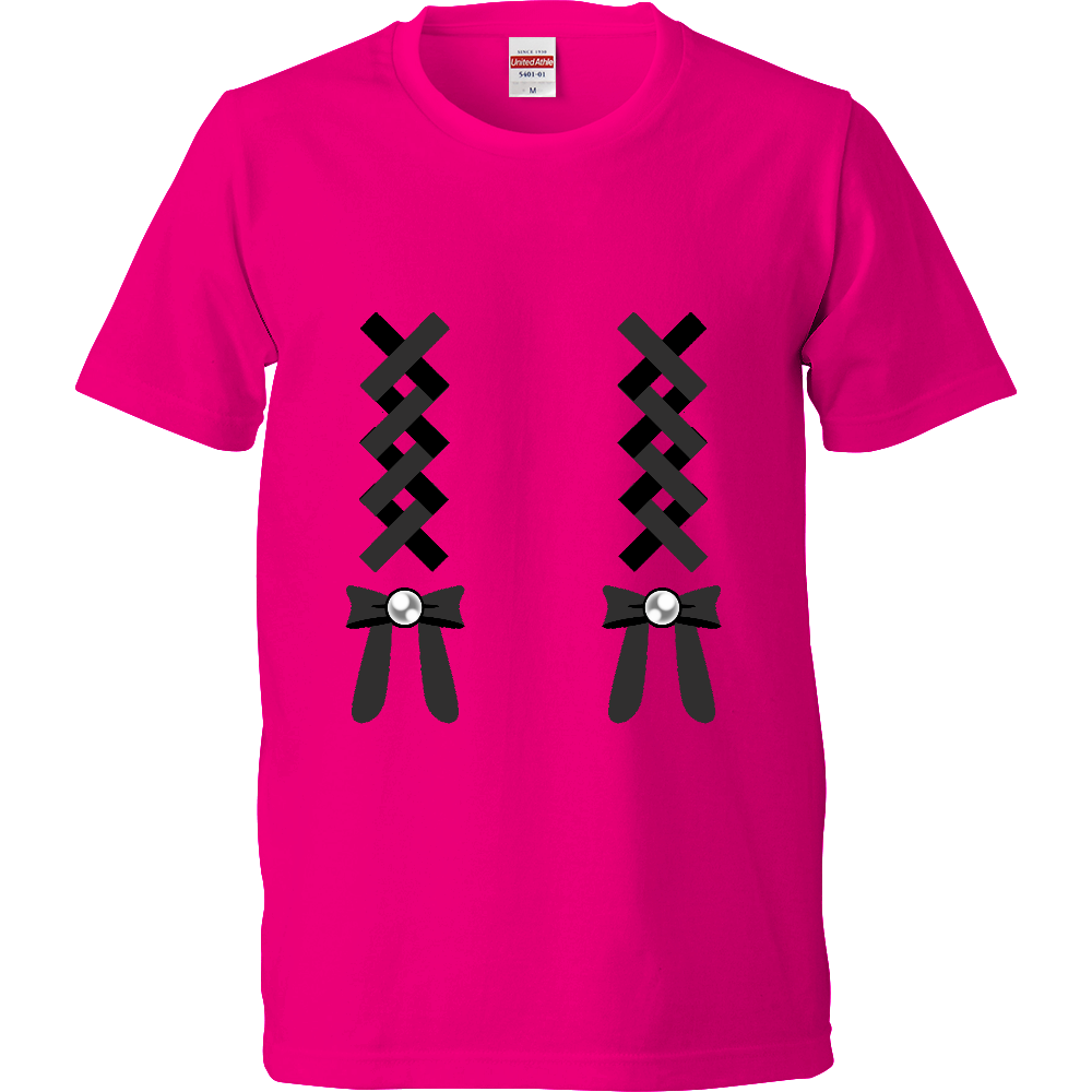 リボン ブラック レギュラーフィットTシャツ