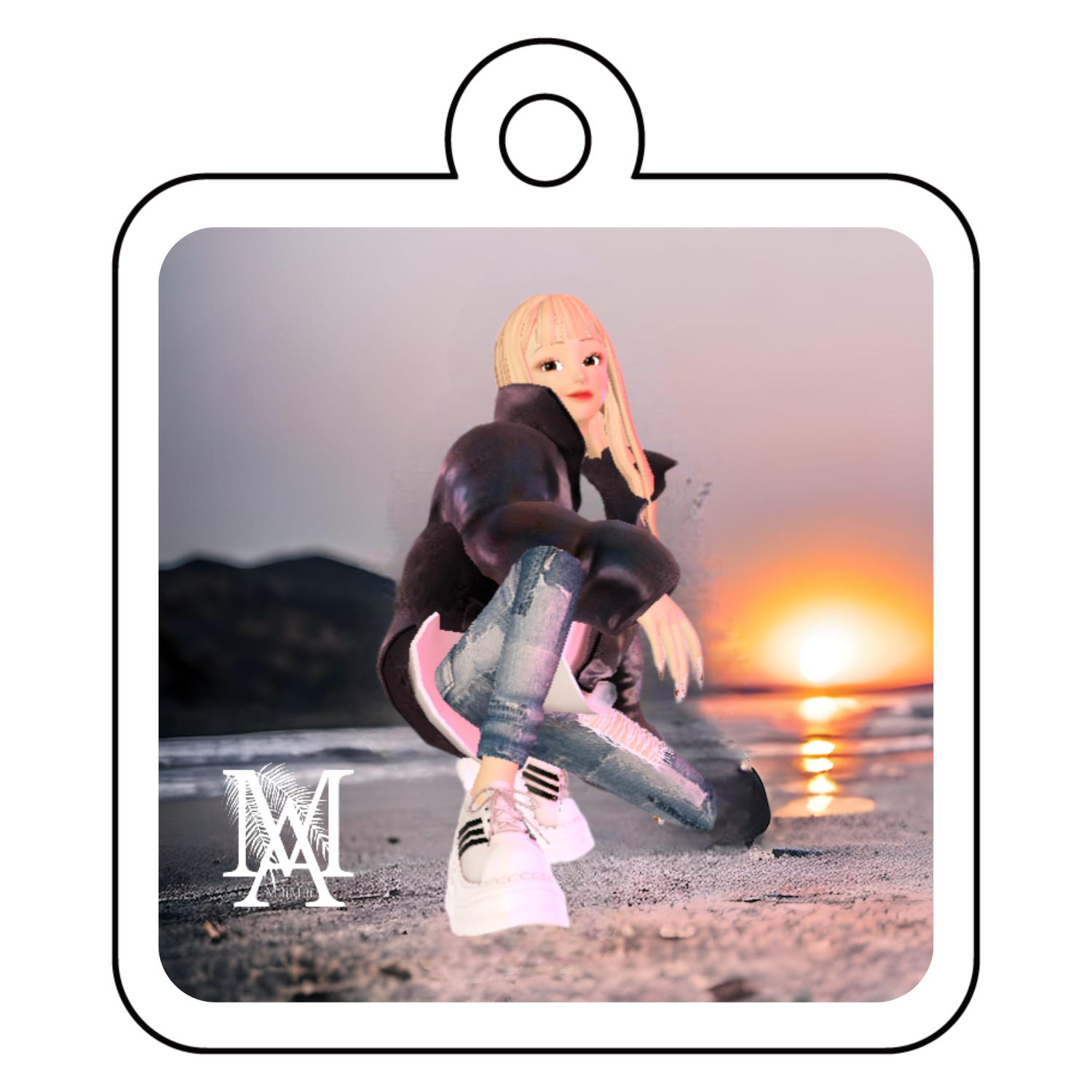 anela アクリルキーホルダー　四角型 (4cm)