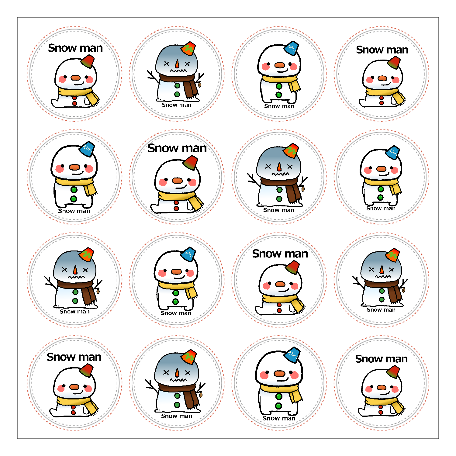 Snow man」vol.1~3選べるホワイトフレークシール選べるホワイト 