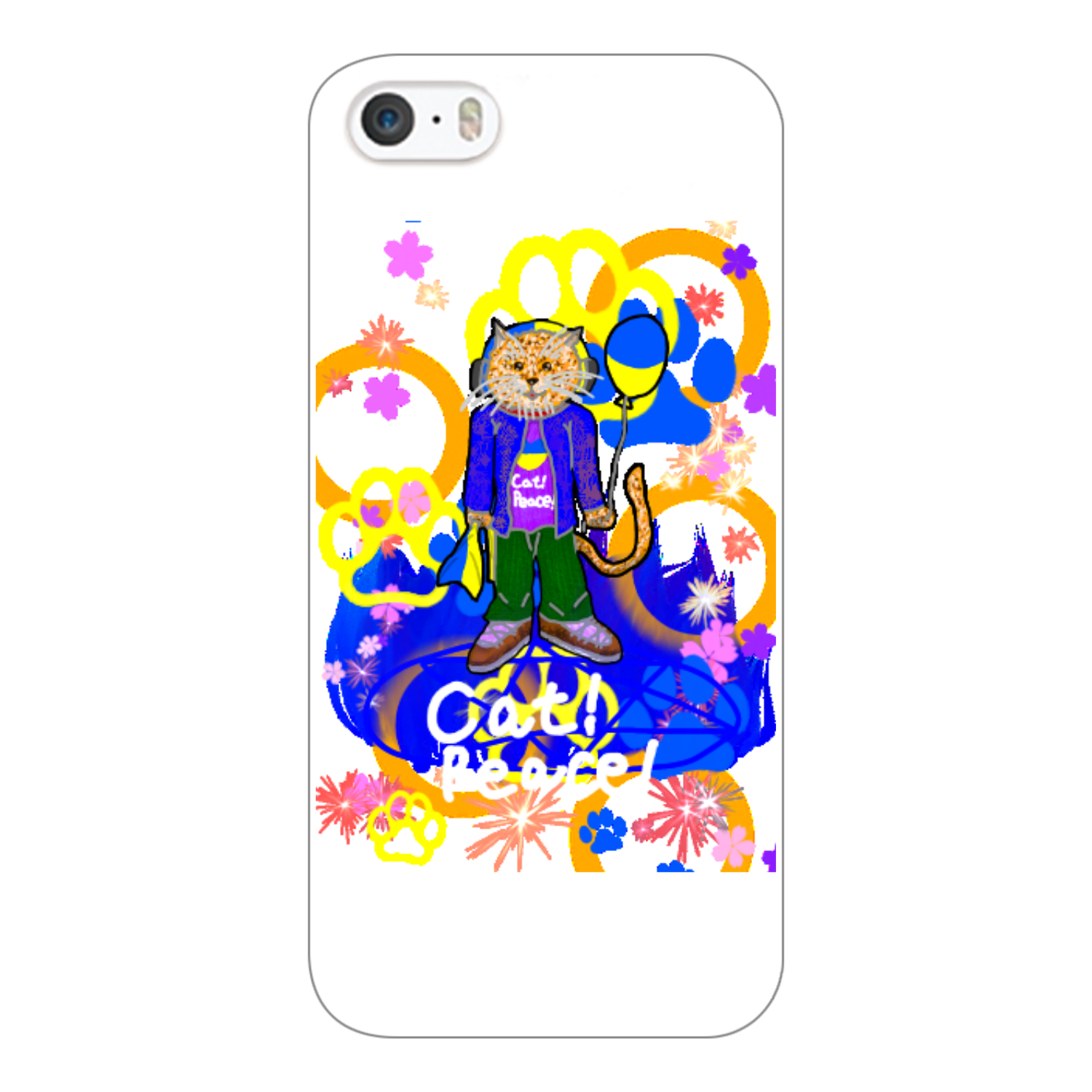 Cat! Peace!(猫!平和!)〜皆も平和ニャァー‼︎　ORILAB.Version iPhone5c(透明)