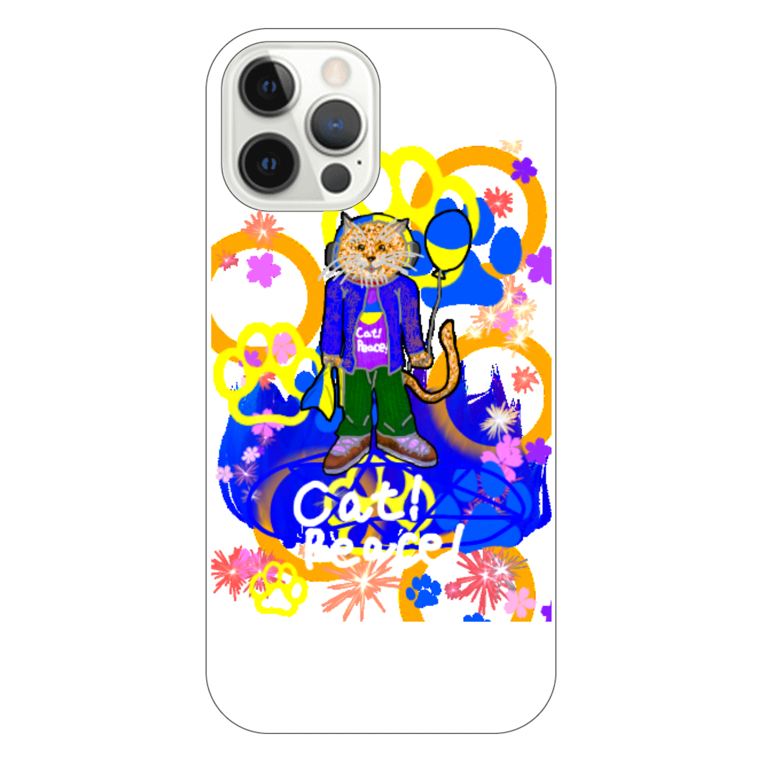 Cat! Peace!(猫!平和!)〜皆も平和ニャァー‼︎　ORILAB.Version iPhone12 Pro(透明）
