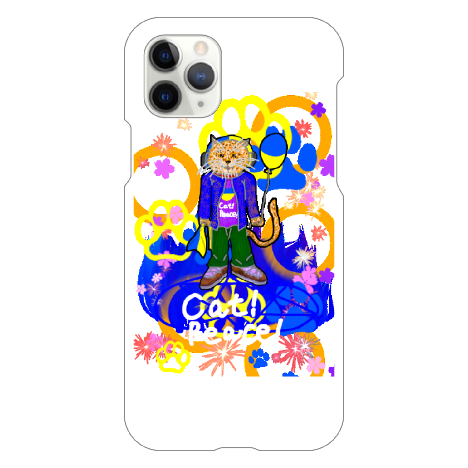 Cat! Peace!(猫!平和!)〜皆も平和ニャァー‼︎　ORILAB.Version iPhone11 Pro（白）