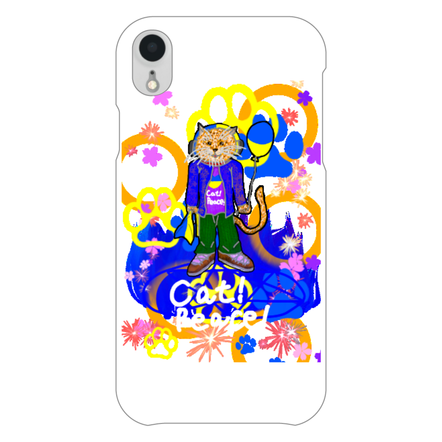 Cat! Peace!(猫!平和!)〜皆も平和ニャァー‼︎　ORILAB.Version iPhoneXR(白)