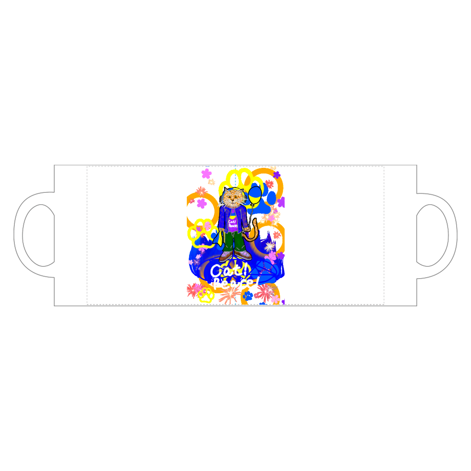 Cat! Peace!(猫!平和!)〜皆も平和ニャァー‼︎　ORILAB.Version プレミアム マグカップ