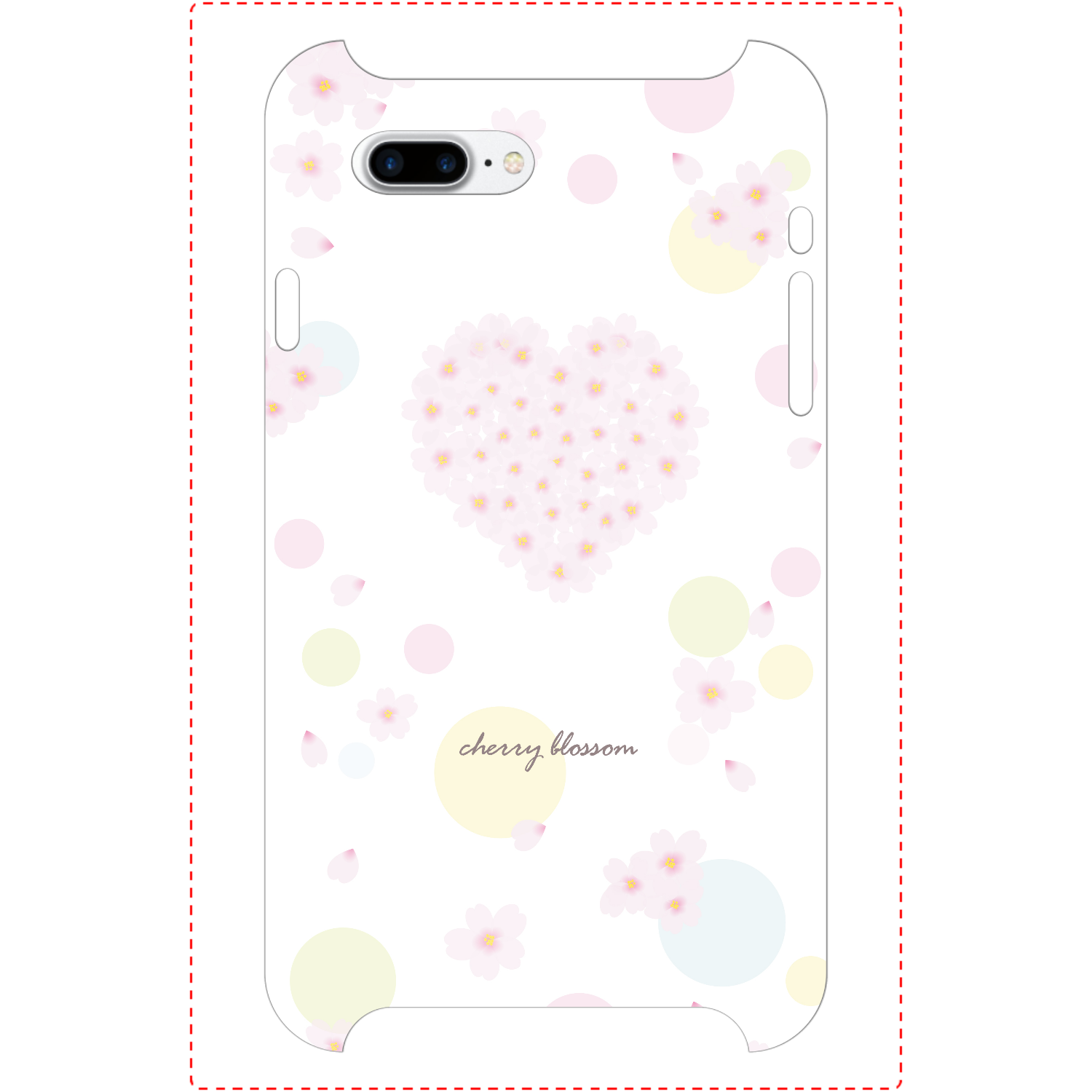 桜ハート（A）側表面印刷iPhoneケース  iPhone7Plus